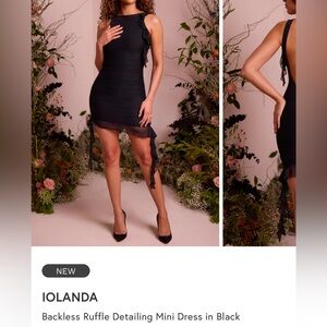 Oh Polly IOLANDA Backless Ruffle Detailing Mini Dress in Black